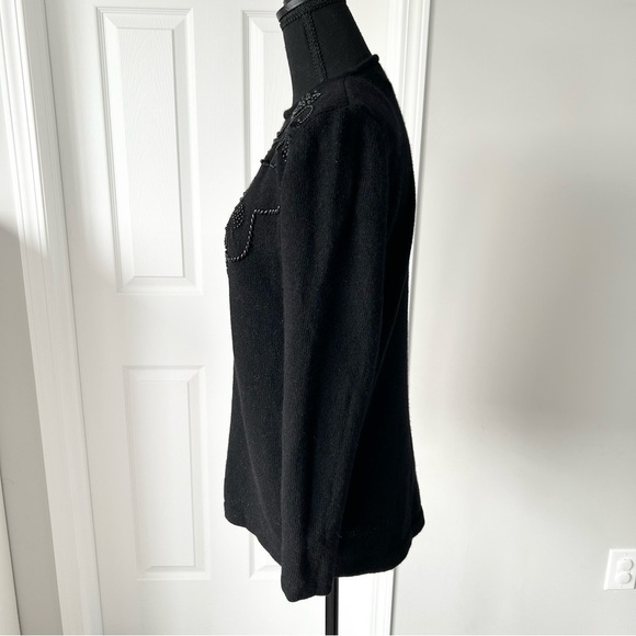 Vintage Tamra Black  Wool Angora Blend Beaded Sweater - Picture 2 of 15